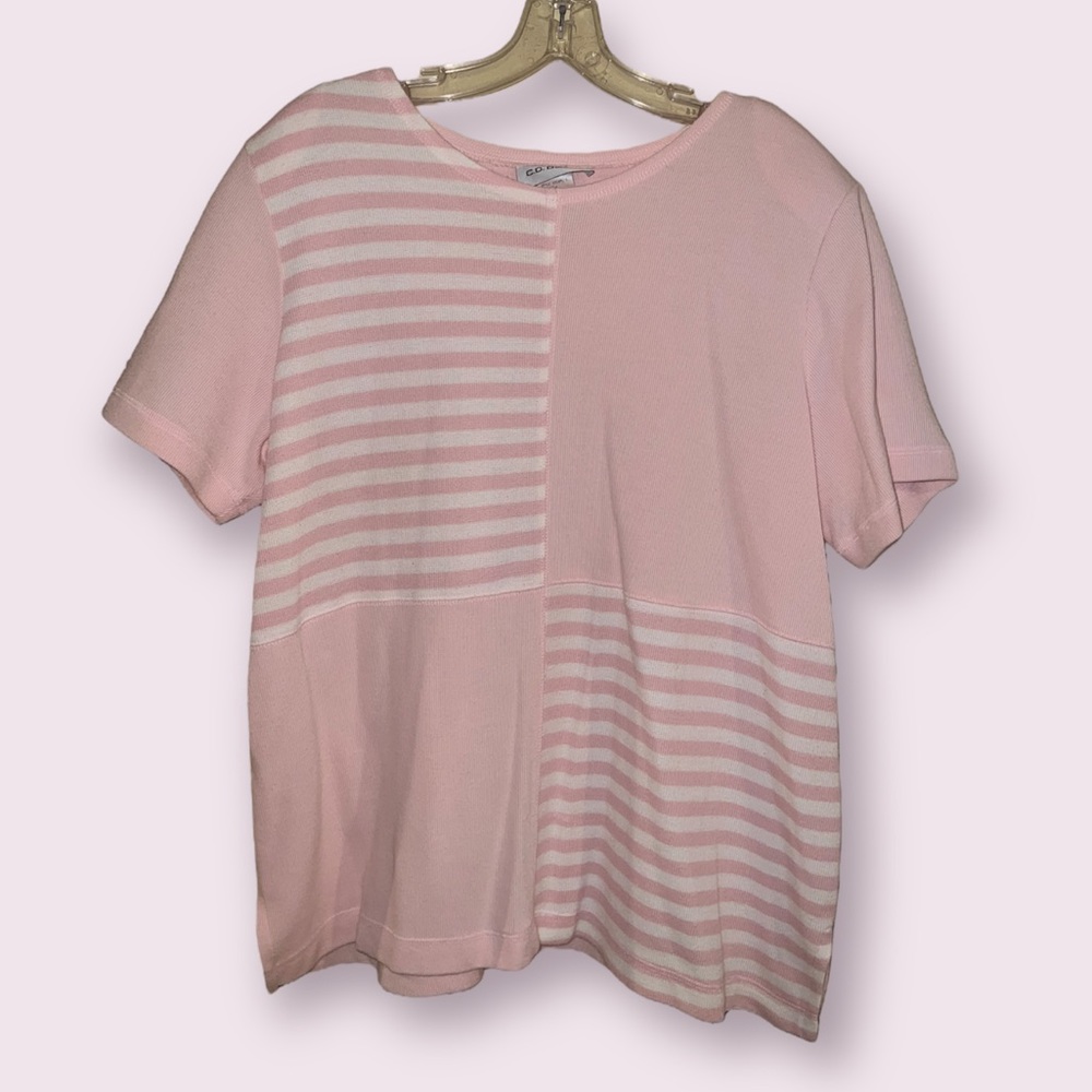 Vintage C. D. Daniels Pink and White Blouse Top